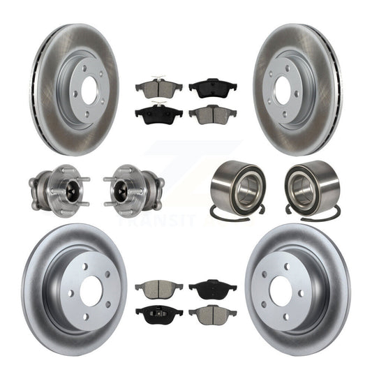 Hub Bearing Coated Brake Rotor & Pad Front Rear Kit (10Pc) For Ford Escape C-Max