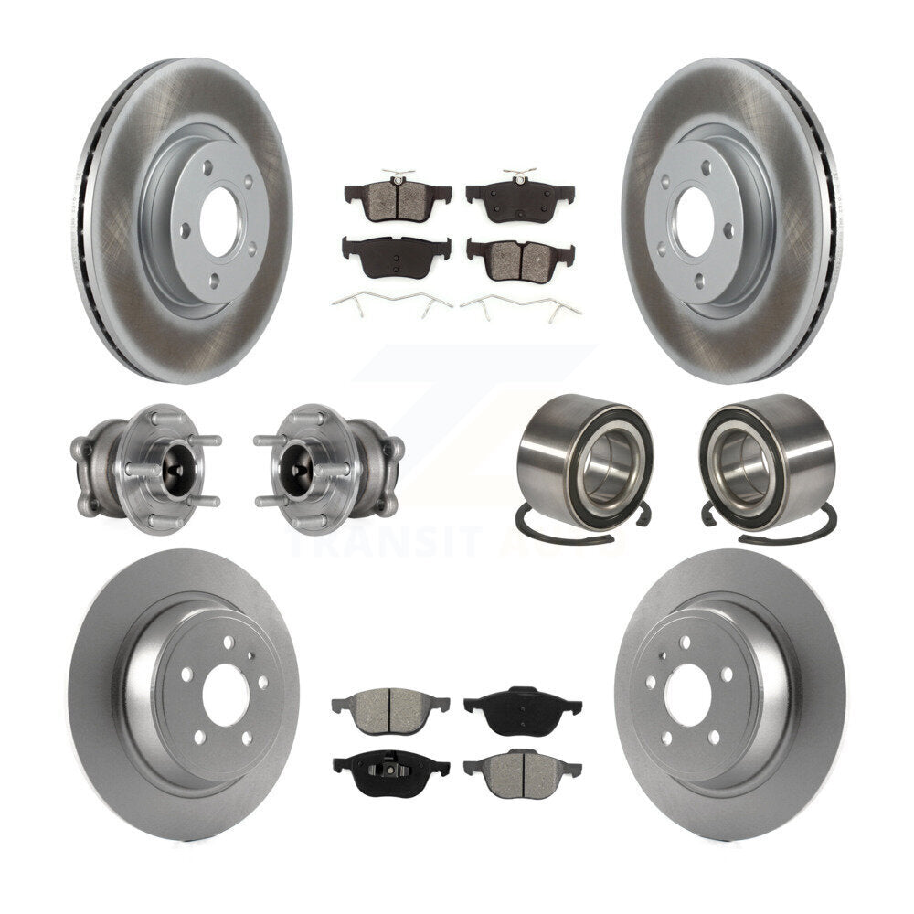 Hub Bearing Coated Disc Brake Rotor & Pads Front Rear Kit (10Pc) For Ford Escape
