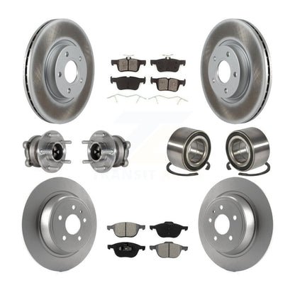 Hub Bearing Coated Disc Brake Rotor & Pads Front Rear Kit (10Pc) For Ford Escape