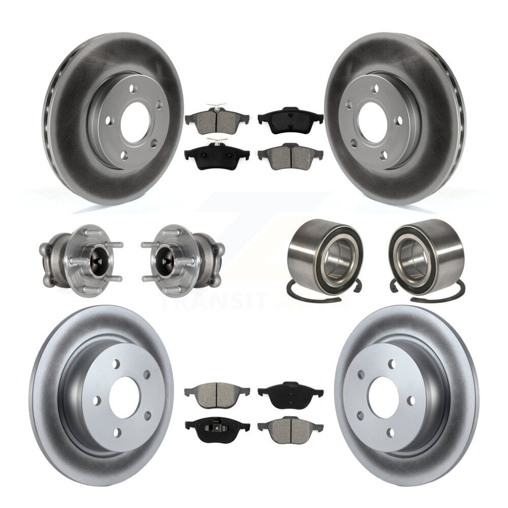 Hub Bearing Coated Disc Brake Rotor And Pad Front Rear Kit (10Pc) For Ford C-Max