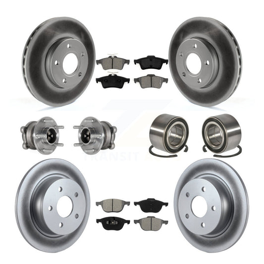 Hub Bearing Coated Disc Brake Rotor And Pad Front Rear Kit (10Pc) For Ford C-Max