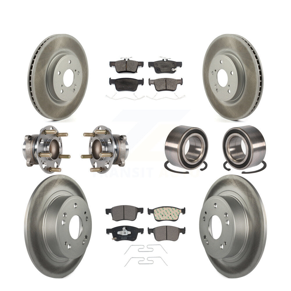 Hub Bearing Coated Disc Brake Rotor & Pad Front Rear Kit (10Pc) For Honda Accord