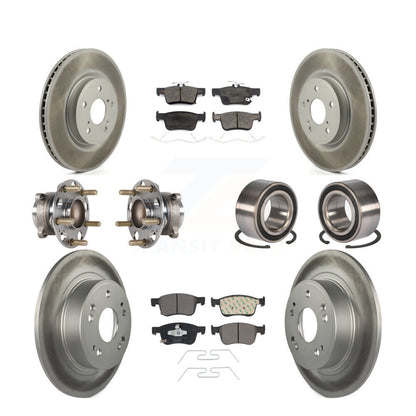 Hub Bearing Coated Disc Brake Rotor & Pad Front Rear Kit (10Pc) For Honda Accord