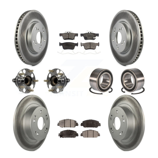 Hub Bearing Coated Disc Brake Rotor & Pad Front Rear Kit (10Pc) For Honda Accord
