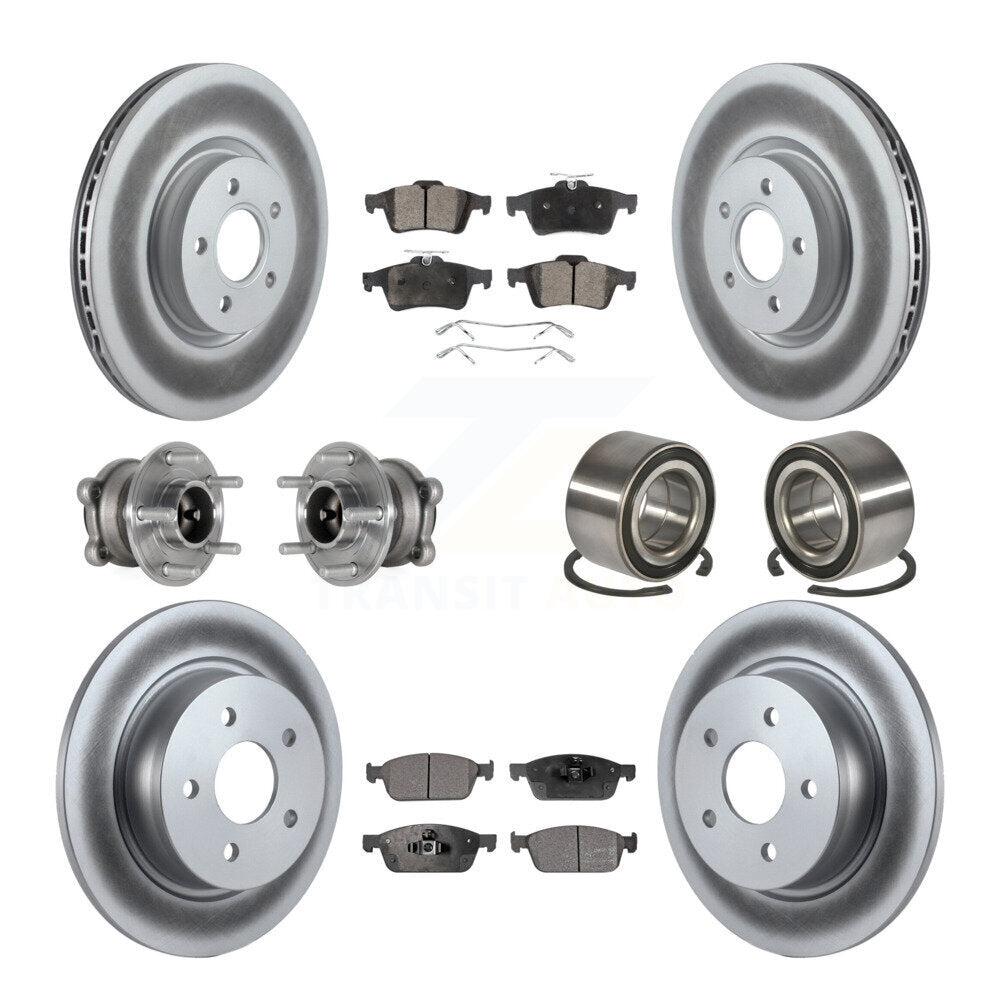 Hub Bearing Coated Disc Brake Rotor & Pads Front Rear Kit (10Pc) For Ford Escape