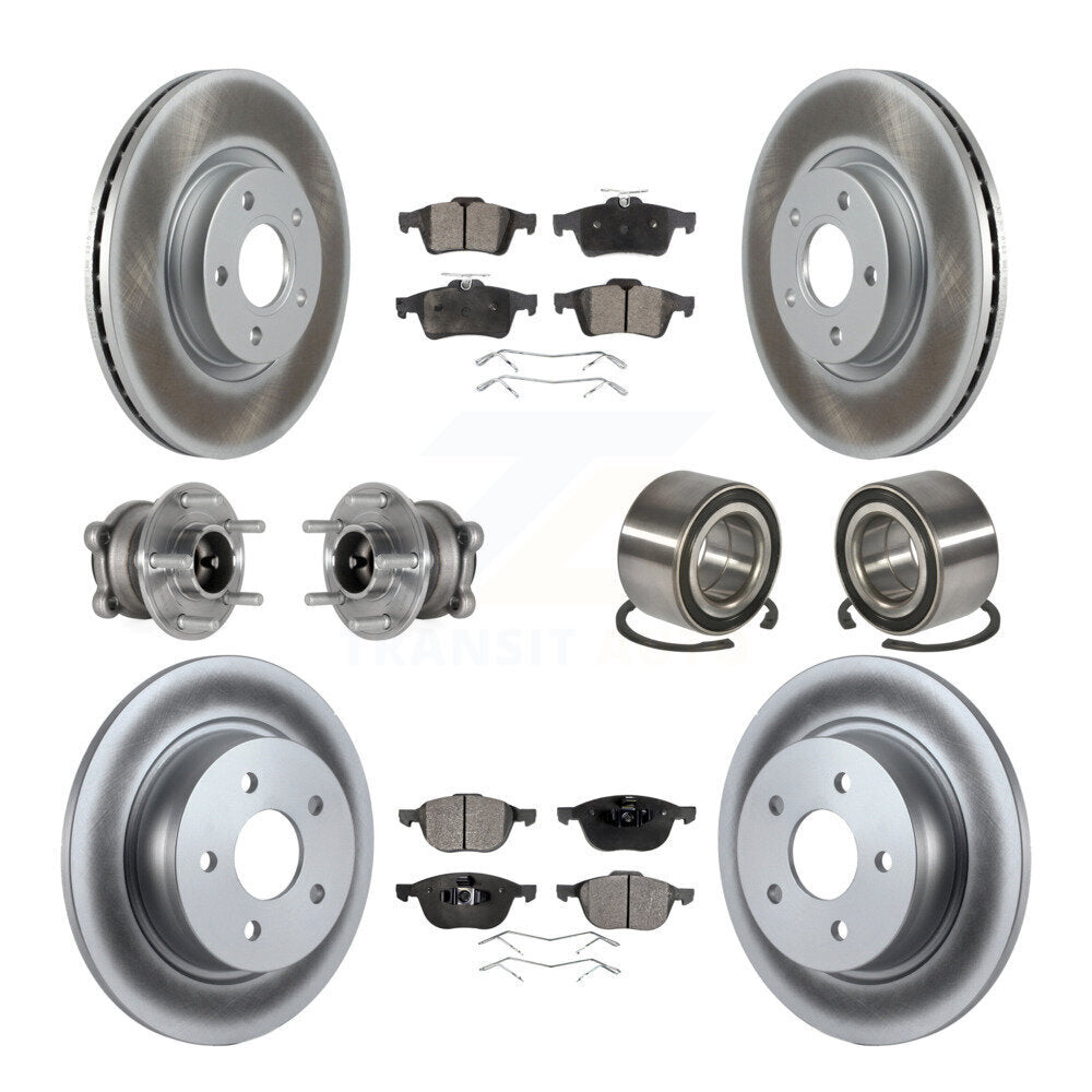 Hub Bearing Coated Brake Rotor & Pad Front Rear Kit (10Pc) For Ford Escape C-Max