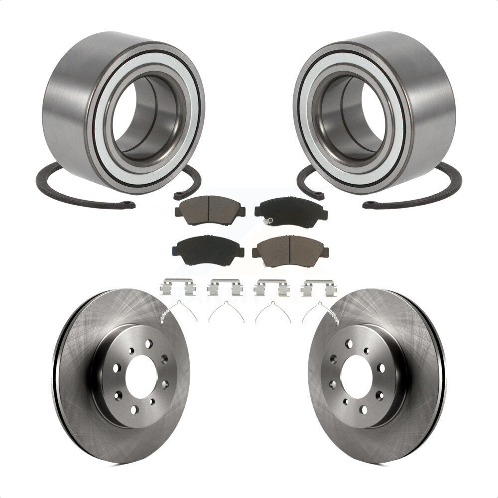 Wheel Bearing Brake Rotor Pads Front Kit For 04-05 Honda Civic With 4 Lug Wheels