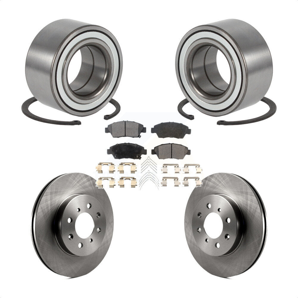 Wheel Bearing Brake Rotor Pads Front Kit For 04-05 Honda Civic With 4 Lug Wheels