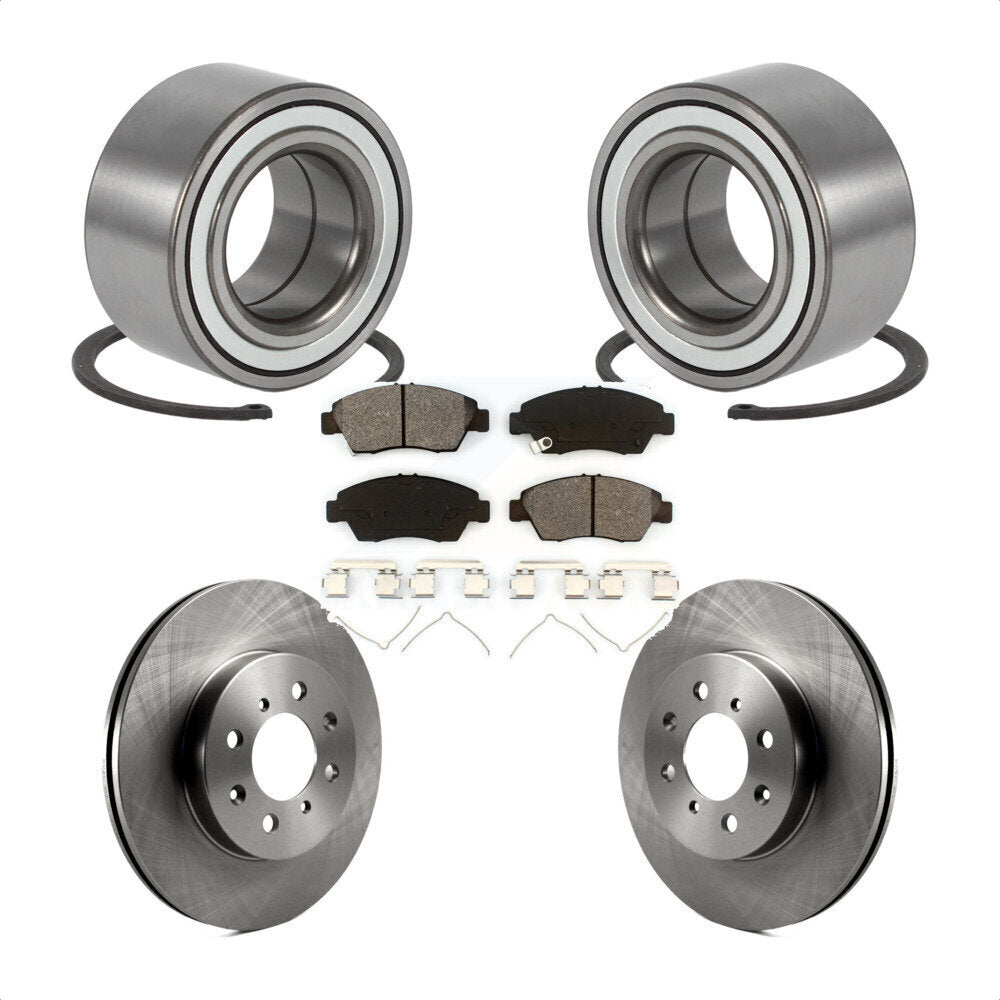 Wheel Bearing Brake Rotor Pads Front Kit For 04-05 Honda Civic With 4 Lug Wheels
