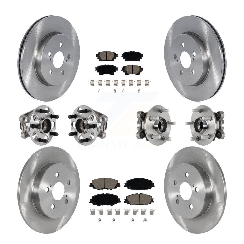 Hub Bearings Disc Brake Rotors And Pads Front Rear Kit (10Pc) For Toyota Corolla