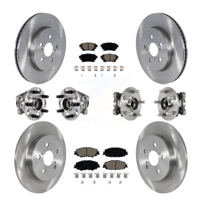 Hub Bearings Disc Brake Rotors And Pads Front Rear Kit (10Pc) For Toyota Corolla
