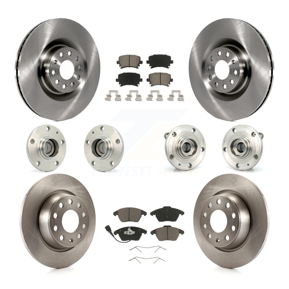 Hub Bearings Disc Brake Rotors And Pads Front Rear Kit (10Pc) For Volkswagen CC
