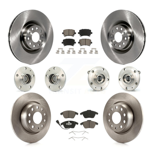 Hub Bearings Disc Brake Rotors And Pads Front Rear Kit (10Pc) For Volkswagen CC