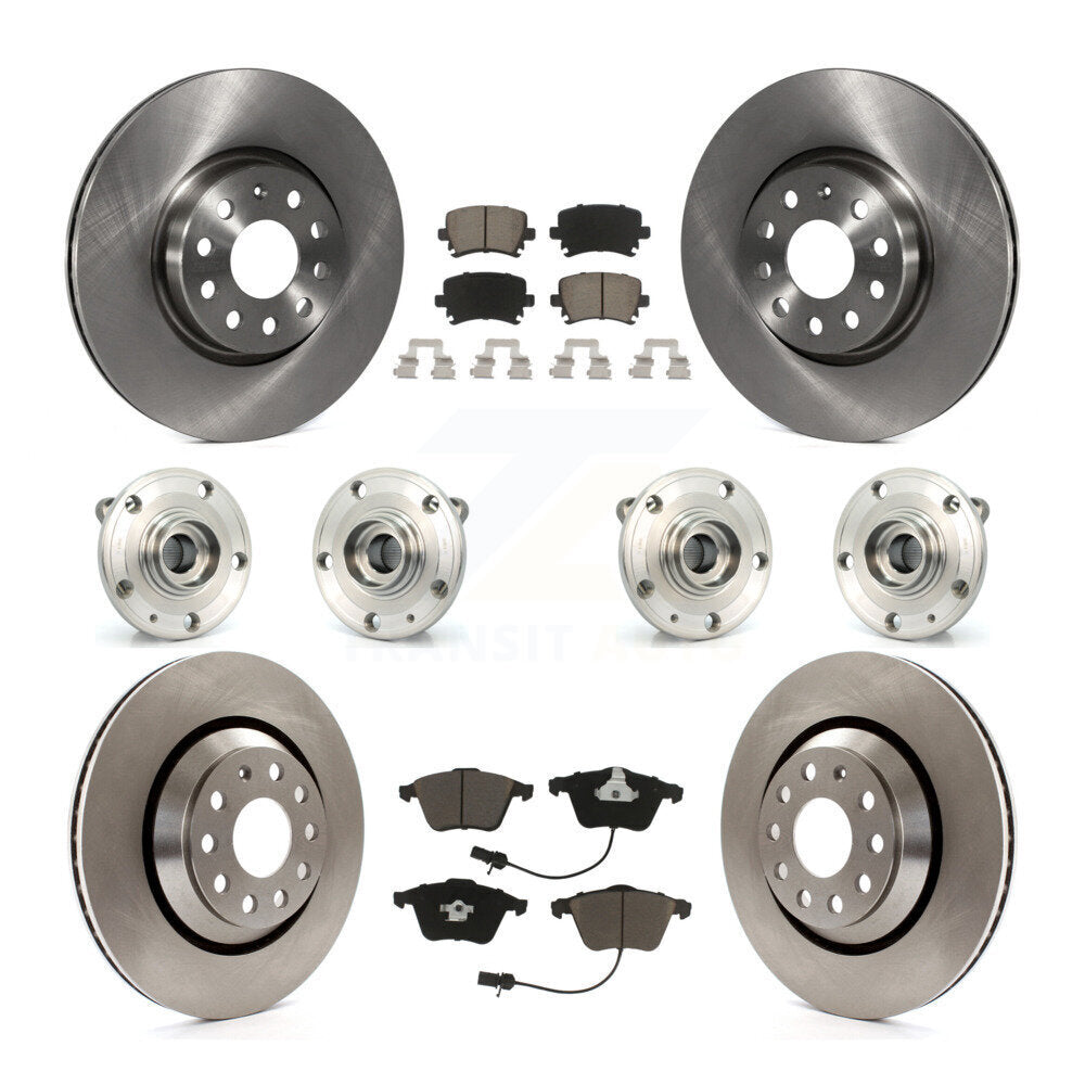 Hub Bearings Disc Brake Rotors And Pads Front Rear Kit (10Pc) For Volkswagen CC