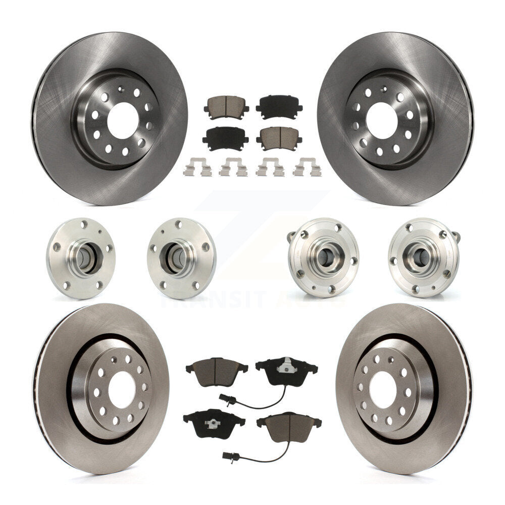 Hub Bearings Disc Brake Rotors And Pads Front Rear Kit (10Pc) For Volkswagen CC