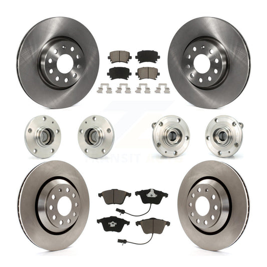 Hub Bearings Disc Brake Rotors And Pads Front Rear Kit (10Pc) For Volkswagen CC
