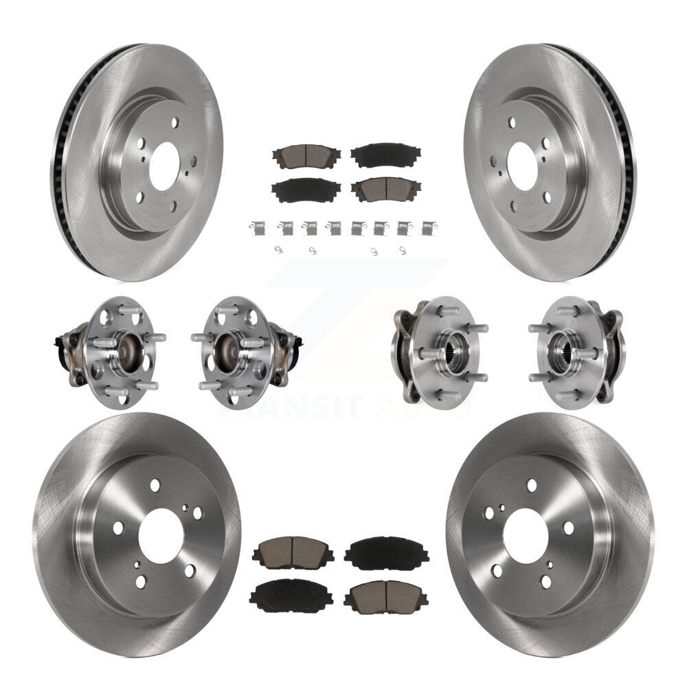 Hub Bearings Disc Brake Rotors And Pads Front Rear Kit (10Pc) For Toyota Camry