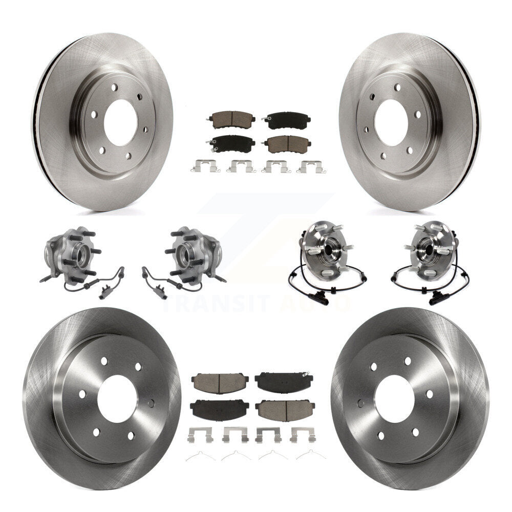 Hub Bearing Brake Rotor & Pads Front Rear Kit (10Pc) For 17-19 Nissan Armada AWD