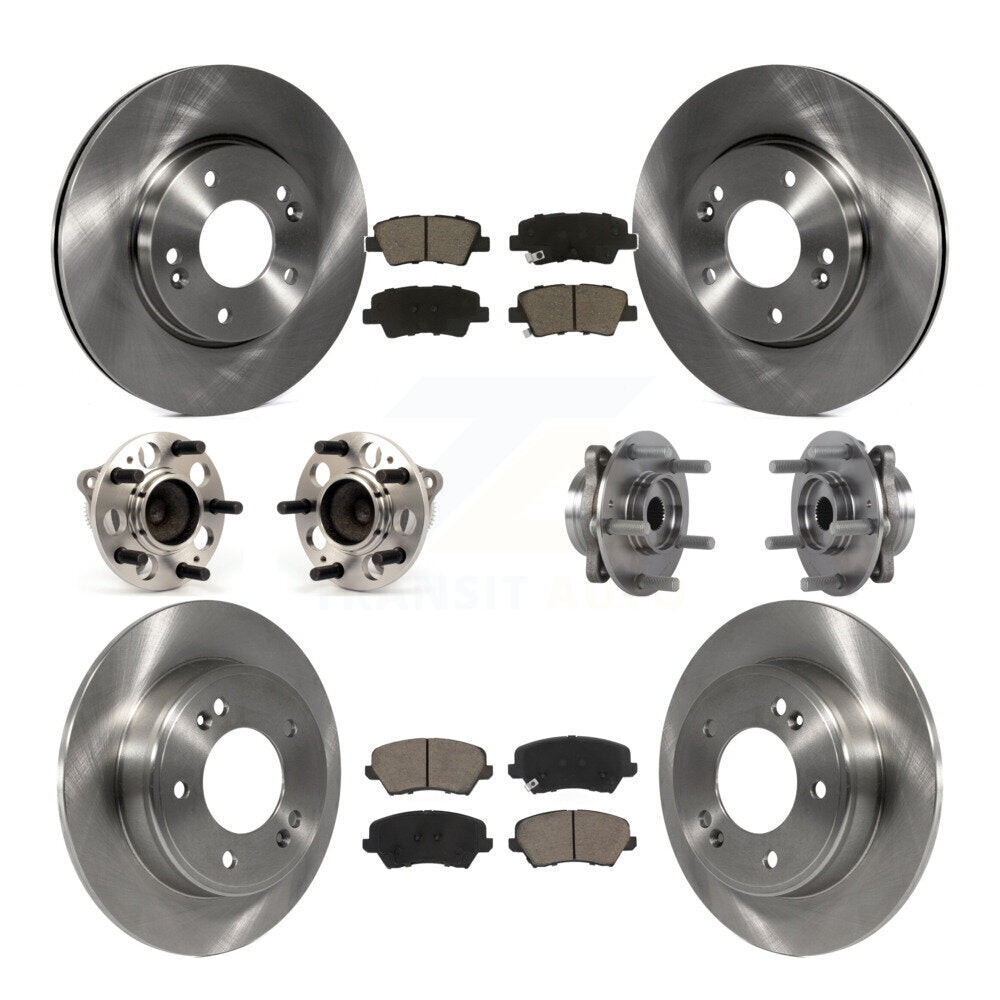 Hub Bearing Brake Rotor & Pads Front Rear Kit (10Pc) For 2017 Hyundai Elantra GT