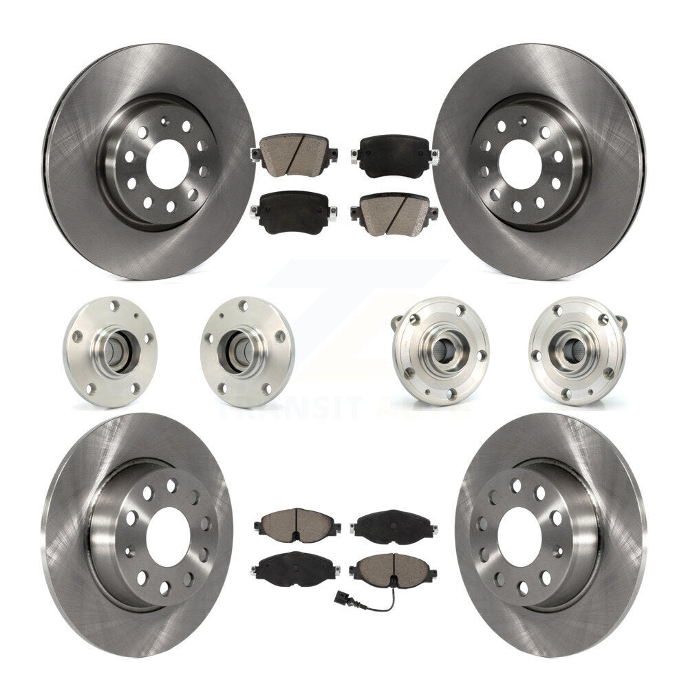 Hub Bearing Disc Brake Rotor And Pad Front Rear Kit (10Pc) For Volkswagen Passat