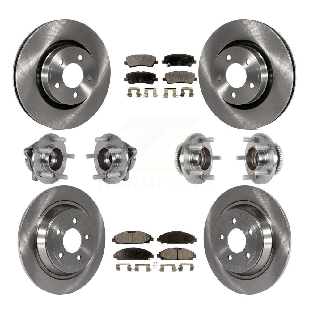 Hub Bearing Brake Rotor Pads Front Rear Kit (10Pc) For Ford Mustang V6 with 3.7L