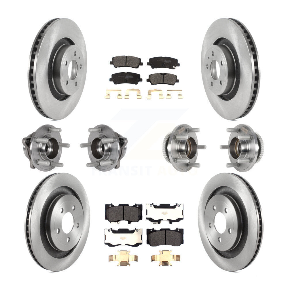 Hub Bearings Disc Brake Rotors And Pads Front Rear Kit (10Pc) For Ford Mustang