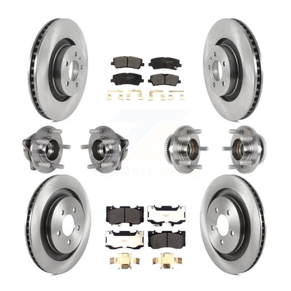 Hub Bearings Disc Brake Rotors And Pads Front Rear Kit (10Pc) For Ford Mustang