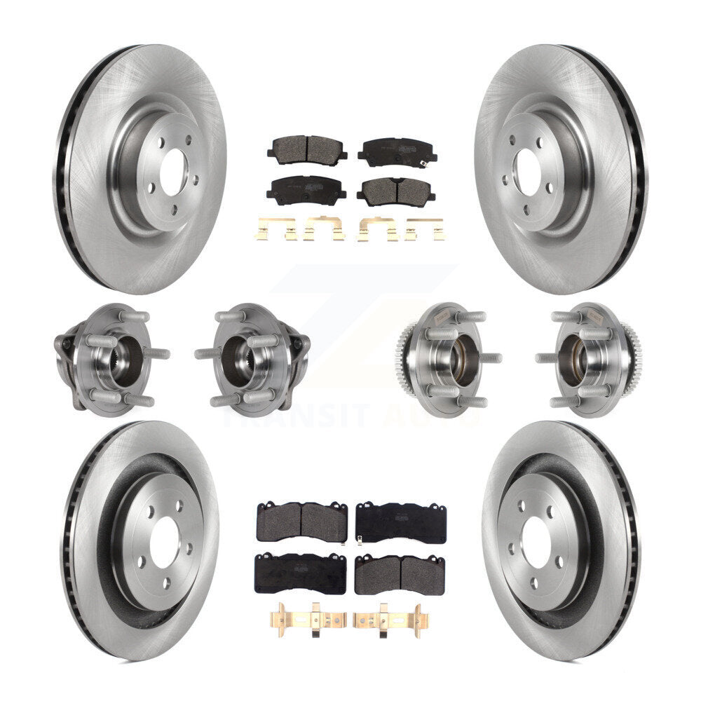 Hub Bearings Disc Brake Rotors And Pads Front Rear Kit (10Pc) For Ford Mustang