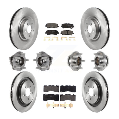 Hub Bearings Disc Brake Rotors And Pads Front Rear Kit (10Pc) For Ford Mustang