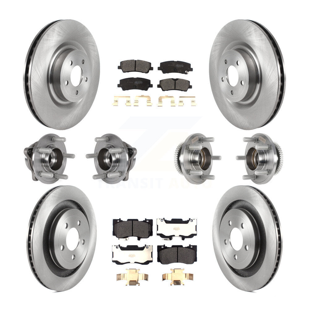 Hub Bearings Disc Brake Rotors And Pads Front Rear Kit (10Pc) For Ford Mustang