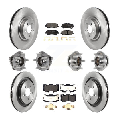 Hub Bearings Disc Brake Rotors And Pads Front Rear Kit (10Pc) For Ford Mustang