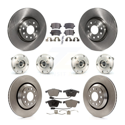 Hub Bearings Disc Brake Rotors And Pads Front Rear Kit (10Pc) For Volkswagen CC