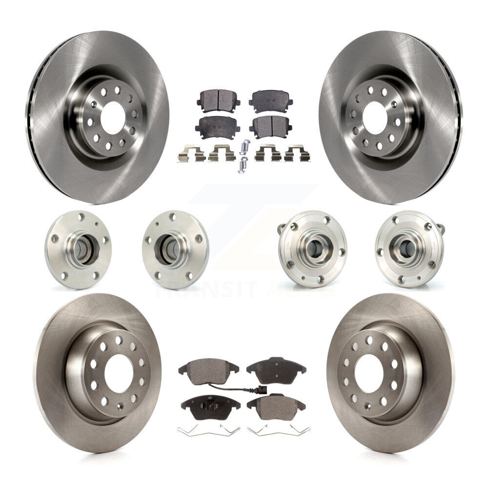 Hub Bearings Disc Brake Rotors And Pads Front Rear Kit (10Pc) For Volkswagen CC