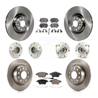 Hub Bearings Disc Brake Rotors And Pads Front Rear Kit (10Pc) For Volkswagen CC