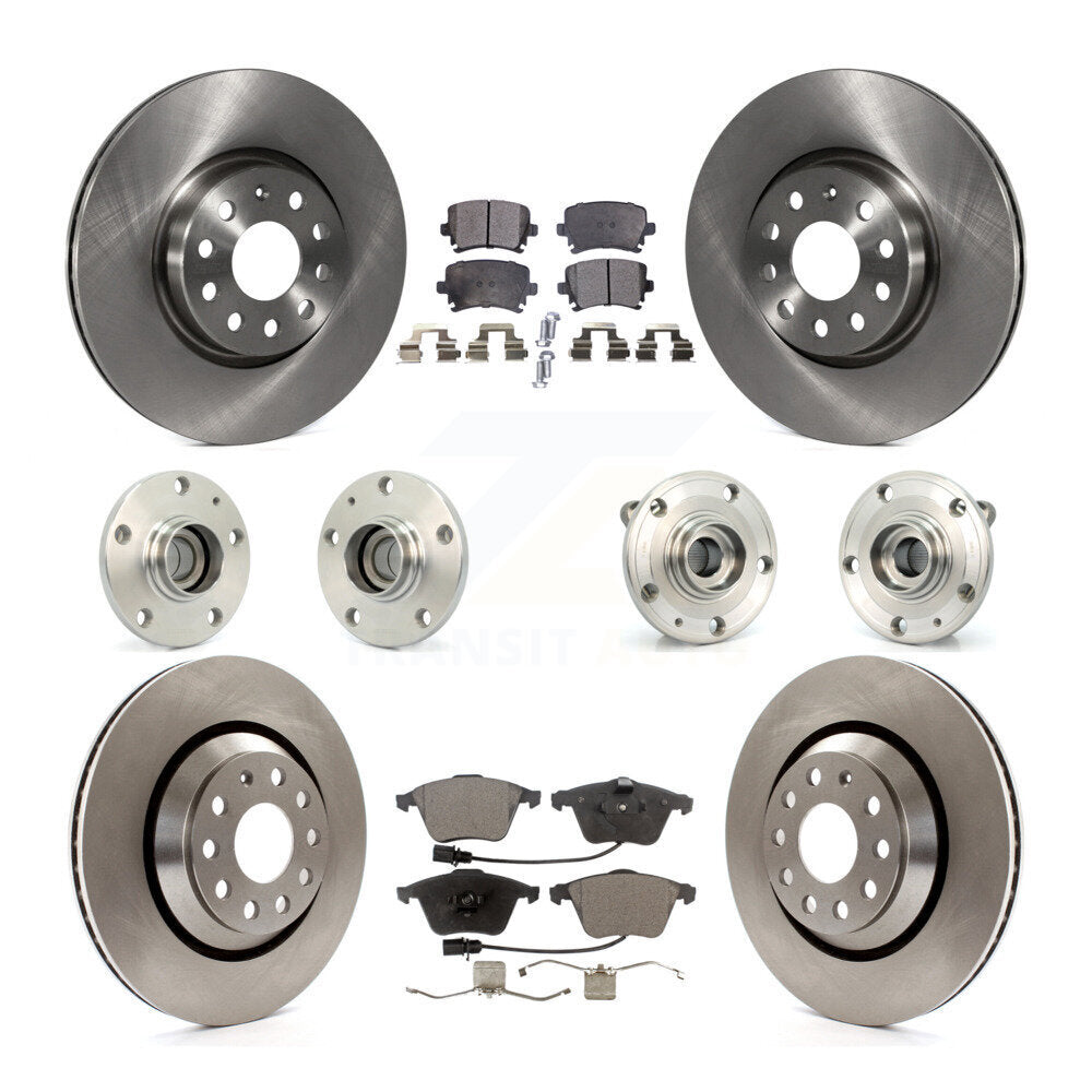 Hub Bearings Disc Brake Rotors And Pads Front Rear Kit (10Pc) For Volkswagen CC