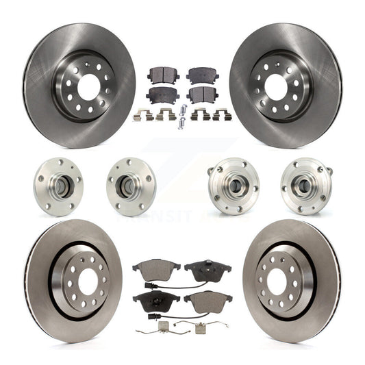 Hub Bearings Disc Brake Rotors And Pads Front Rear Kit (10Pc) For Volkswagen CC