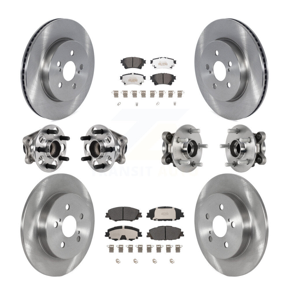 Hub Bearings Disc Brake Rotors And Pads Front Rear Kit (10Pc) For Toyota Corolla