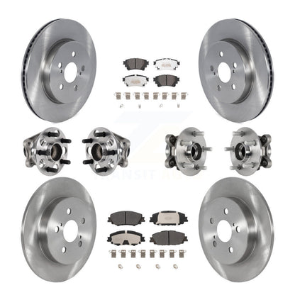 Hub Bearings Disc Brake Rotors And Pads Front Rear Kit (10Pc) For Toyota Corolla