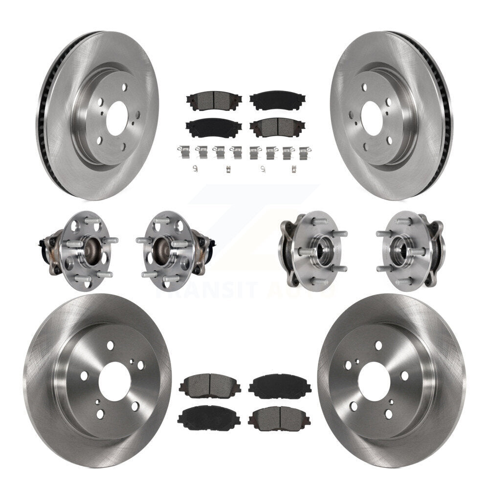 Hub Bearings Disc Brake Rotors And Pads Front Rear Kit (10Pc) For Toyota Camry