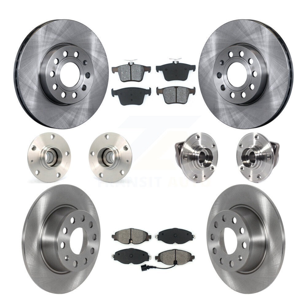 Hub Bearing Disc Brake Rotor Pad Front Rear Kit (10Pc) For Volkswagen Jetta 1.4L