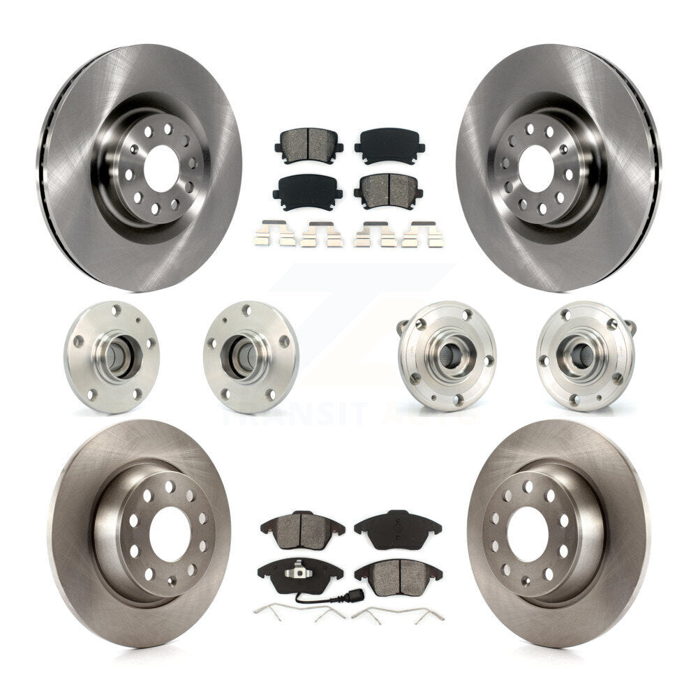 Hub Bearings Disc Brake Rotors And Pads Front Rear Kit (10Pc) For Volkswagen CC