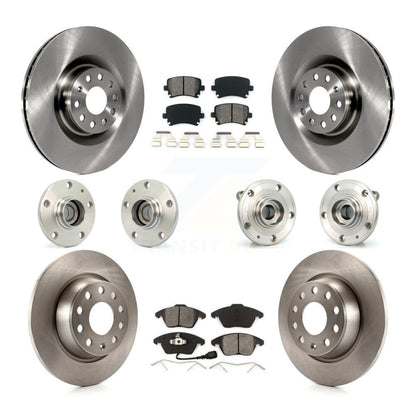 Hub Bearings Disc Brake Rotors And Pads Front Rear Kit (10Pc) For Volkswagen CC