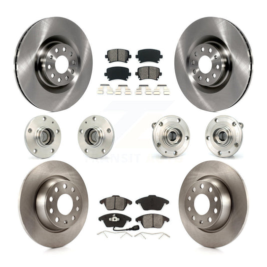 Hub Bearings Disc Brake Rotors And Pads Front Rear Kit (10Pc) For Volkswagen CC