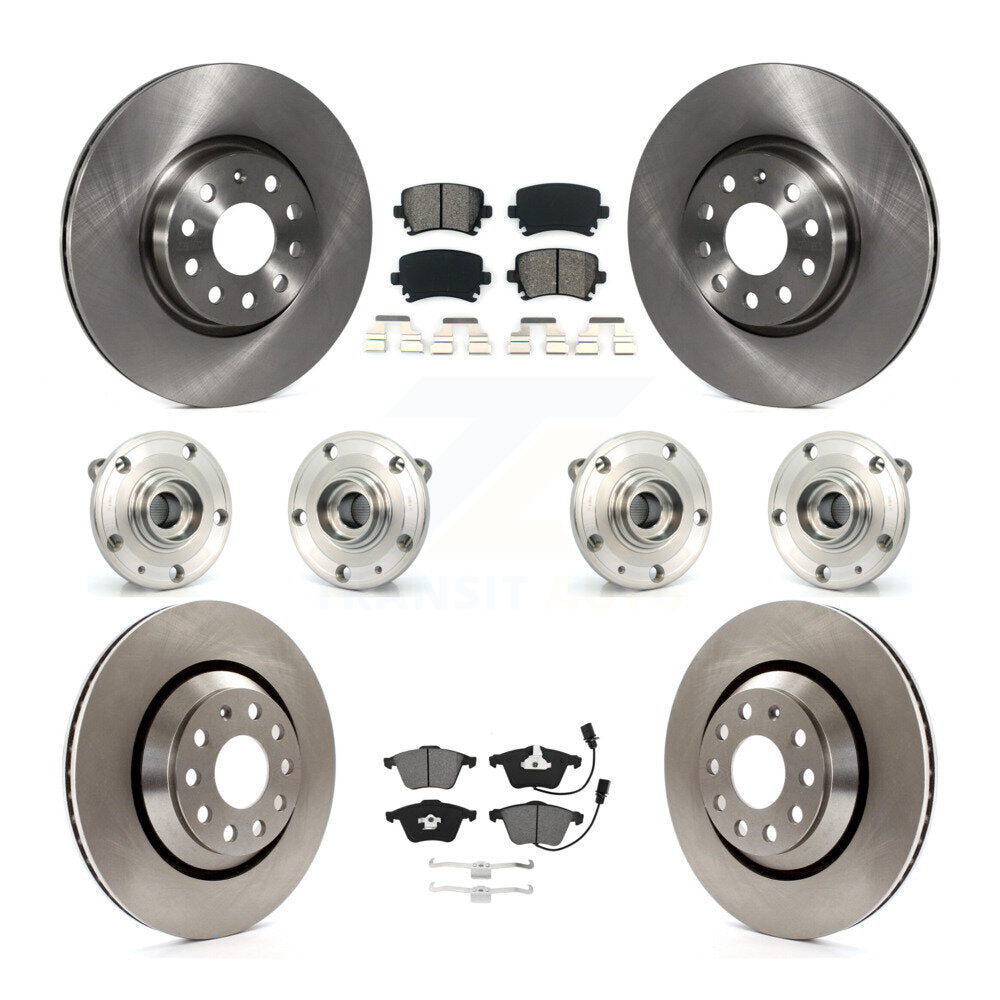 Hub Bearings Disc Brake Rotors And Pads Front Rear Kit (10Pc) For Volkswagen CC