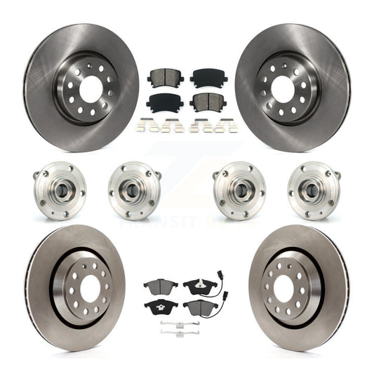 Hub Bearings Disc Brake Rotors And Pads Front Rear Kit (10Pc) For Volkswagen CC