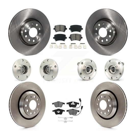 Hub Bearings Disc Brake Rotors And Pads Front Rear Kit (10Pc) For Volkswagen CC
