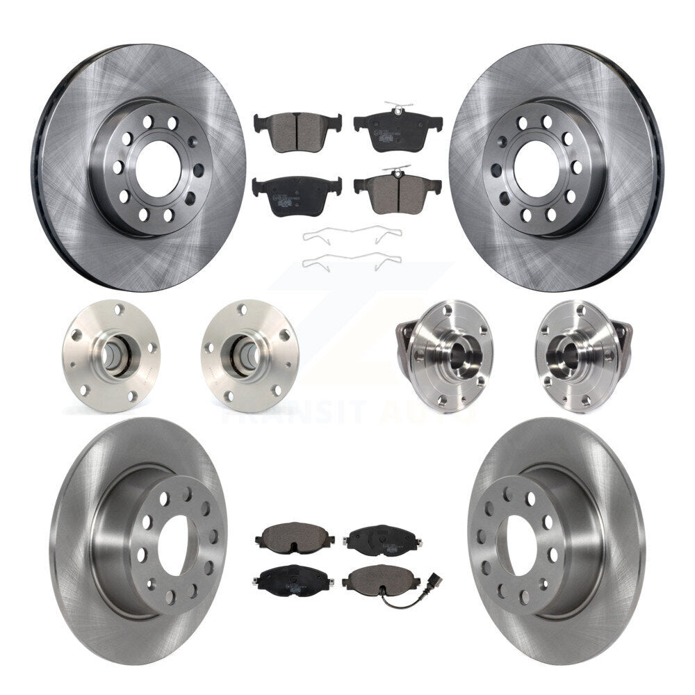 Hub Bearing Disc Brake Rotor Pad Front Rear Kit (10Pc) For Volkswagen Jetta 1.4L