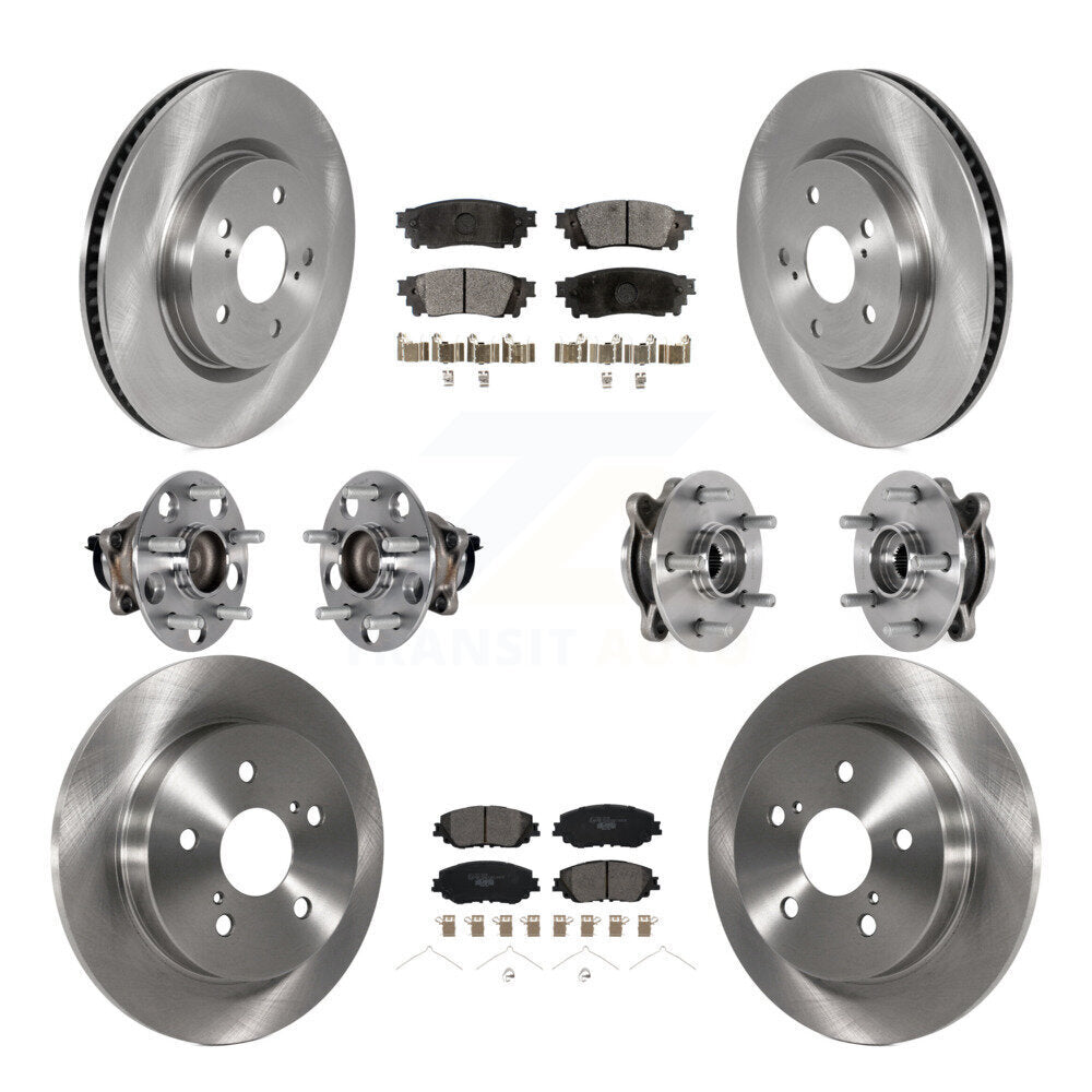 Hub Bearings Disc Brake Rotors And Pads Front Rear Kit (10Pc) For Toyota Camry