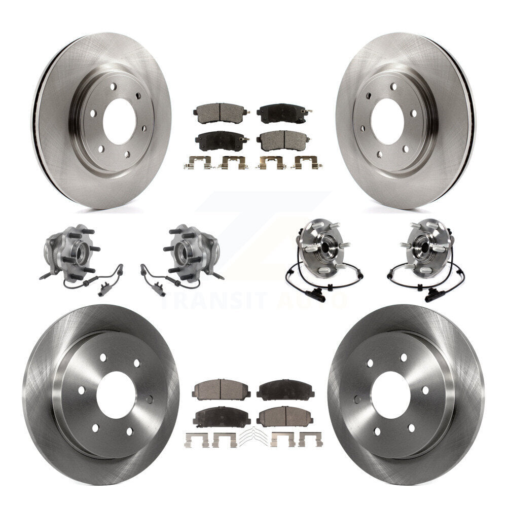 Hub Bearing Brake Rotor & Pads Front Rear Kit (10Pc) For 17-19 Nissan Armada AWD