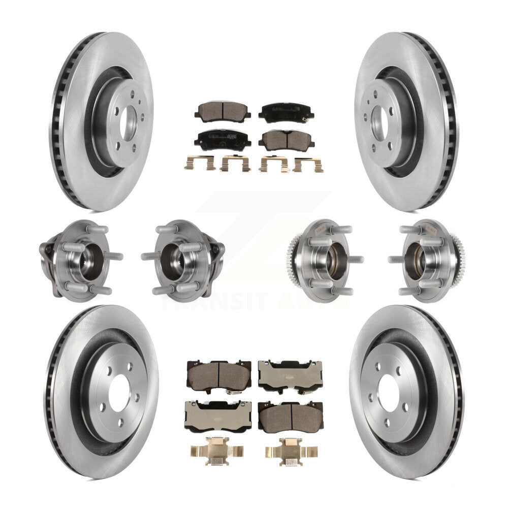 Hub Bearings Disc Brake Rotors And Pads Front Rear Kit (10Pc) For Ford Mustang
